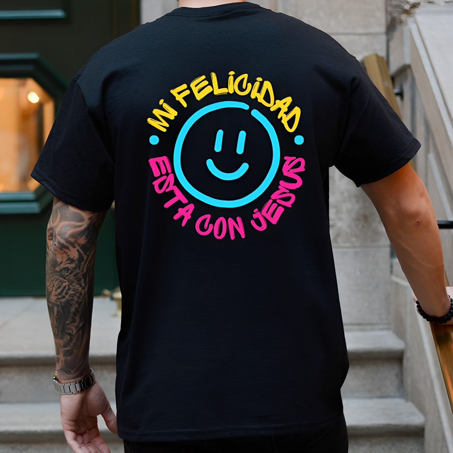 My happiness is with Jesus. Men's shirt.